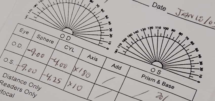 eye prescription chart format